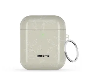 Durable Rubber Material Gloomy Beige and White AirPods Case