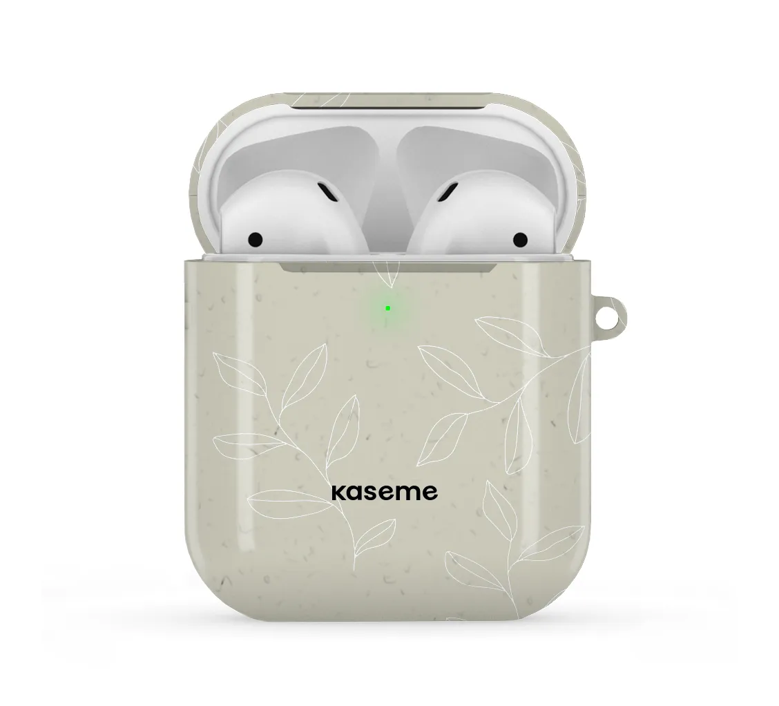 compact handmade soft gradient protector wireless earbuds travel shell Gloomy Beige and White AirPods Case