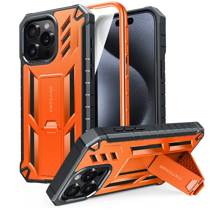 iPhone 15 Pro Case: Military Grade Rugged Cell Phone Cover with Built-in Screen Protector and Kickstand Minimal Design Simple Look
