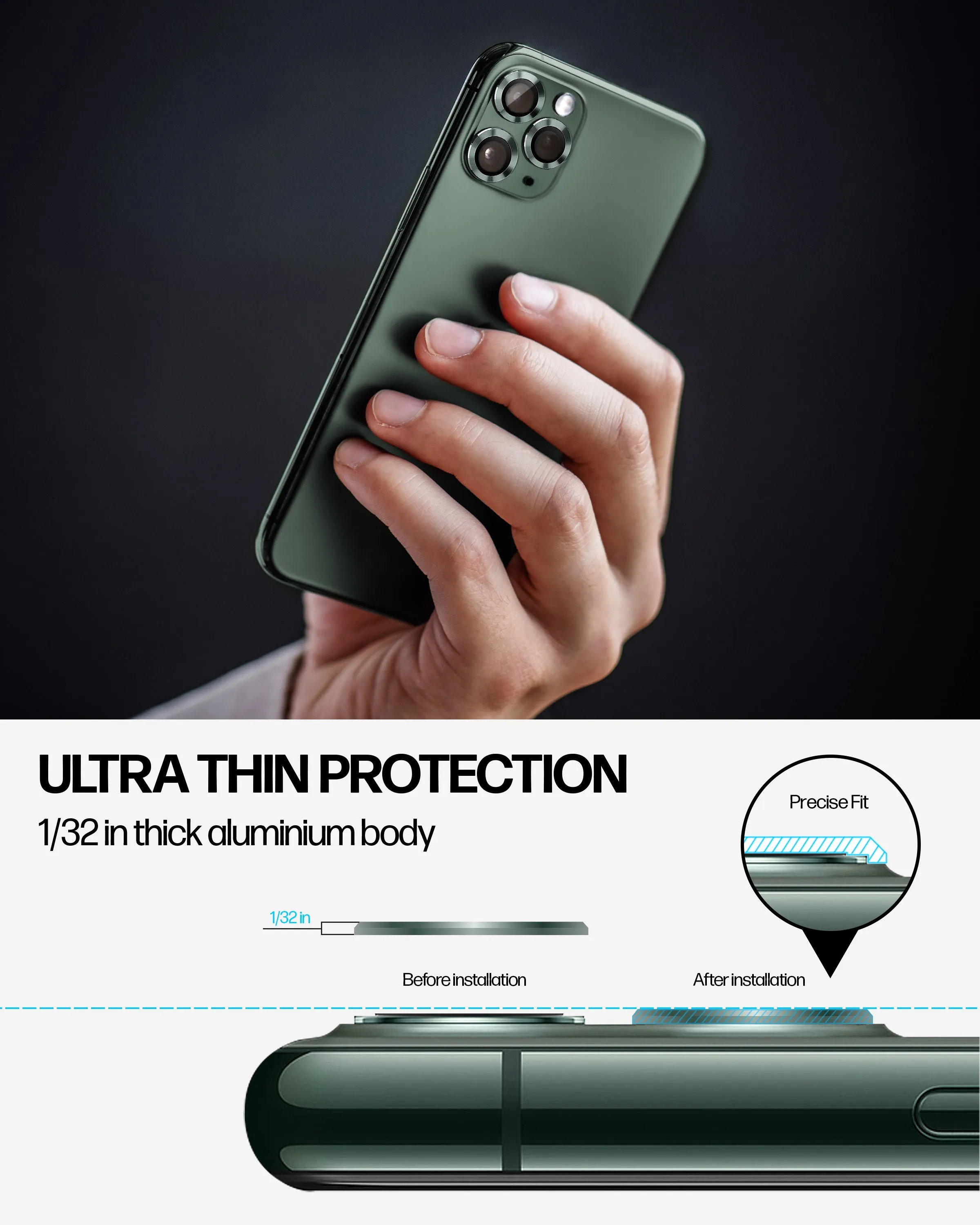 Anti Scratch Guard work from home setup iPhone 11 Pro / 11 Pro Max Tempered Glass Camera Lens Protector [3-Pack]