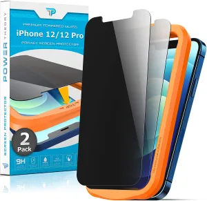 Clear View Office Use Film iPhone 12 Pro / iPhone 12 Tempered Glass Privacy Screen Protector [2-Pack]