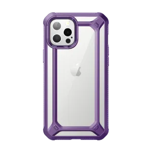 iPhone 12 Pro Max 6.7 inch Unicorn Beetle Exo Clear Case-Purple Rugged Texture Design High strength