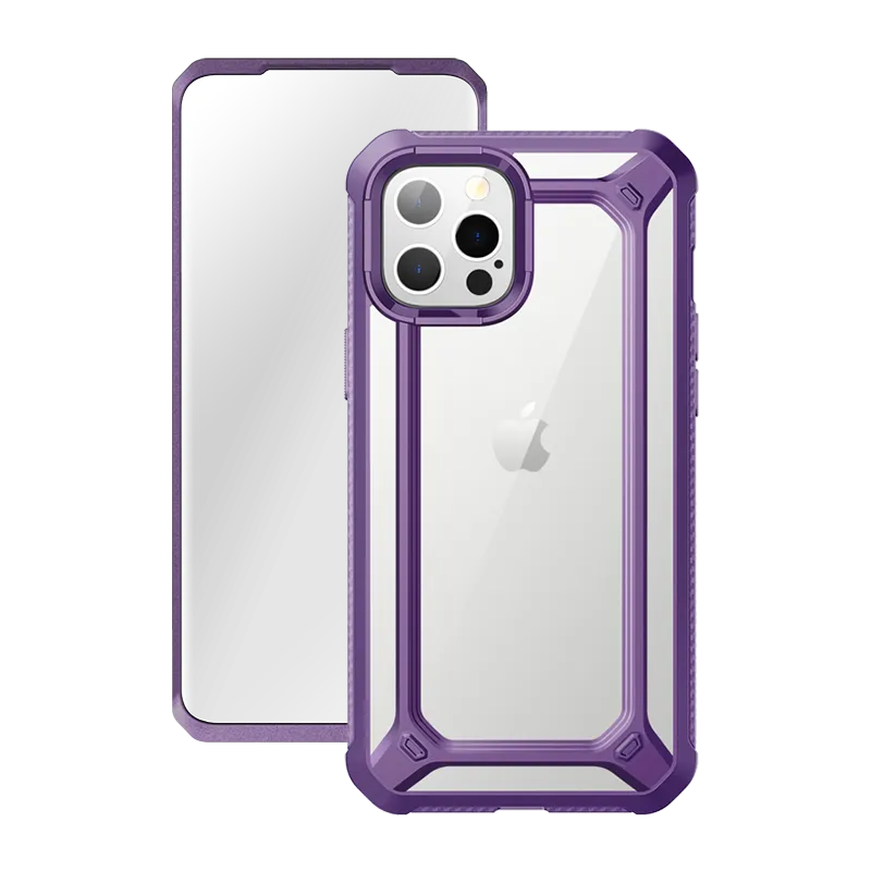 Sleek Form iPhone 12 Pro Max 6.7 inch Unicorn Beetle Exo with Screen Protector Clear Case-Purple