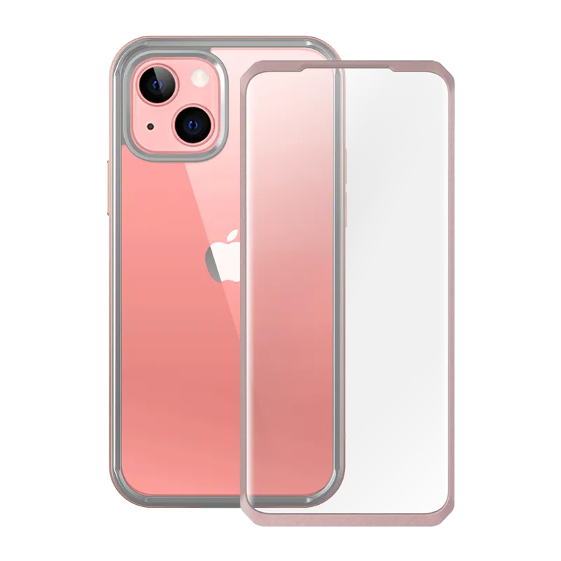iPhone 13 6.1 inch Unicorn Beetle Edge with Screen Protector Clear Case-Peach Hybrid Frame Modern Grip Texture