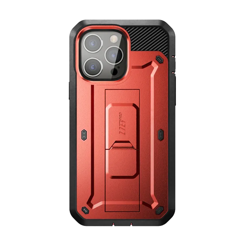 iPhone 13 Pro 6.1 inch Unicorn Beetle Pro Rugged Case-Metallic Red Matte Coating Finish