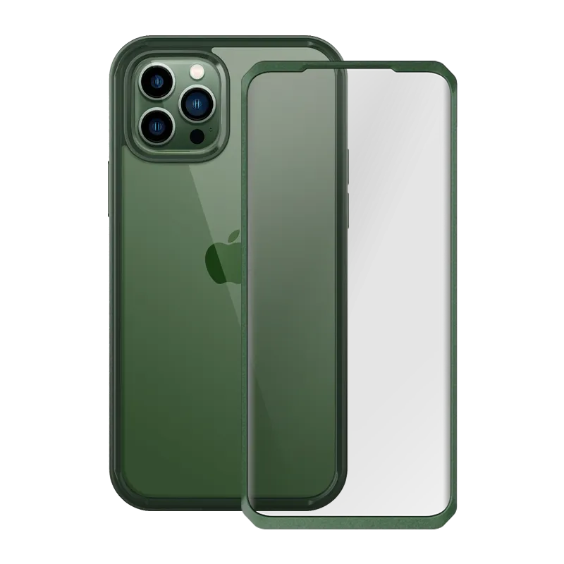 Elegant Shield Soft Grip Layer iPhone 13 Pro Max 6.7 inch Unicorn Beetle Edge with Screen Protector Clear Case-Dark Green