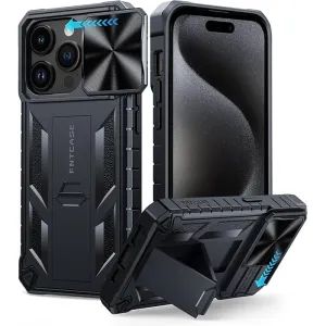 iPhone 15 Pro Case Phone Cover with Slidable Camera Cover and Kickstand Slim Profiled