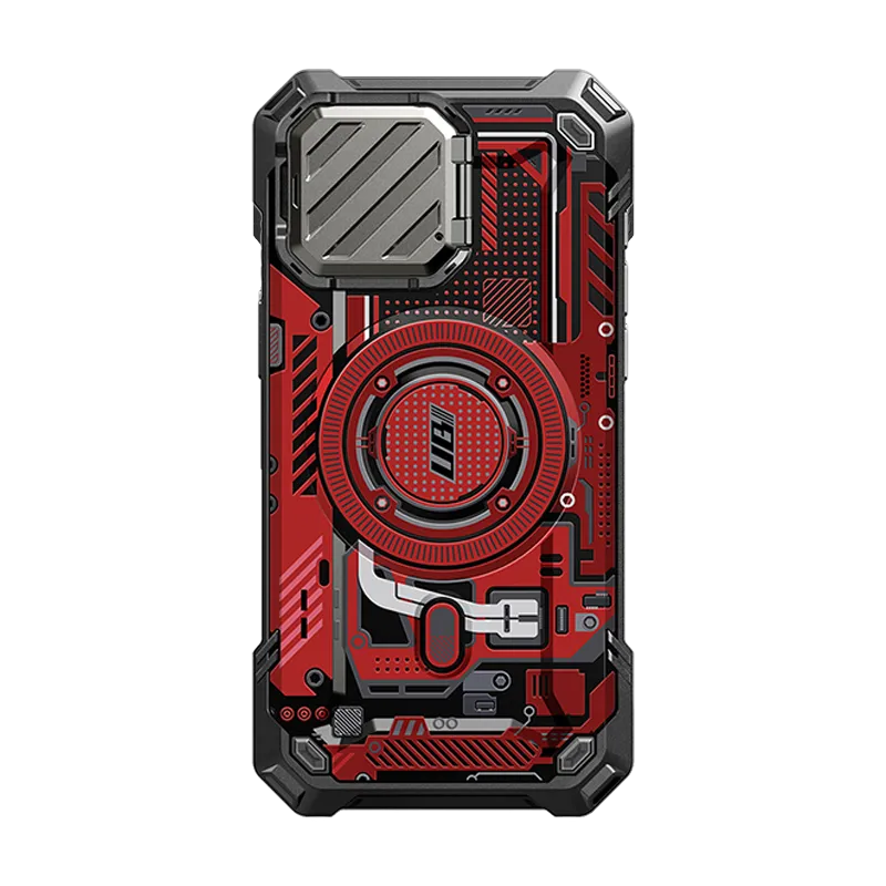 iPhone 15 Pro Max 6.7 inch Unicorn Beetle MAG XT MagSafe Case- Red Circuit Magnetic Mount Compatible