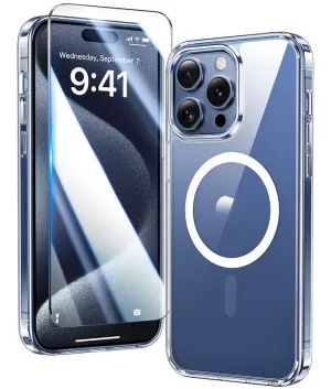 iPhone 15 Pro Max Clear Case: Magnetic Charging Anti Yellowing Shockproof Magsafe Support Premium Style