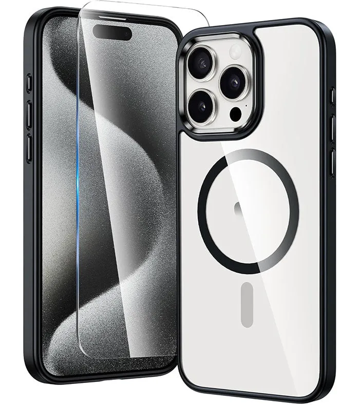 Light Protection iPhone 15 Pro Max Clear Case: Magnetic Charging Anti Yellowing Shockproof Magsafe Support