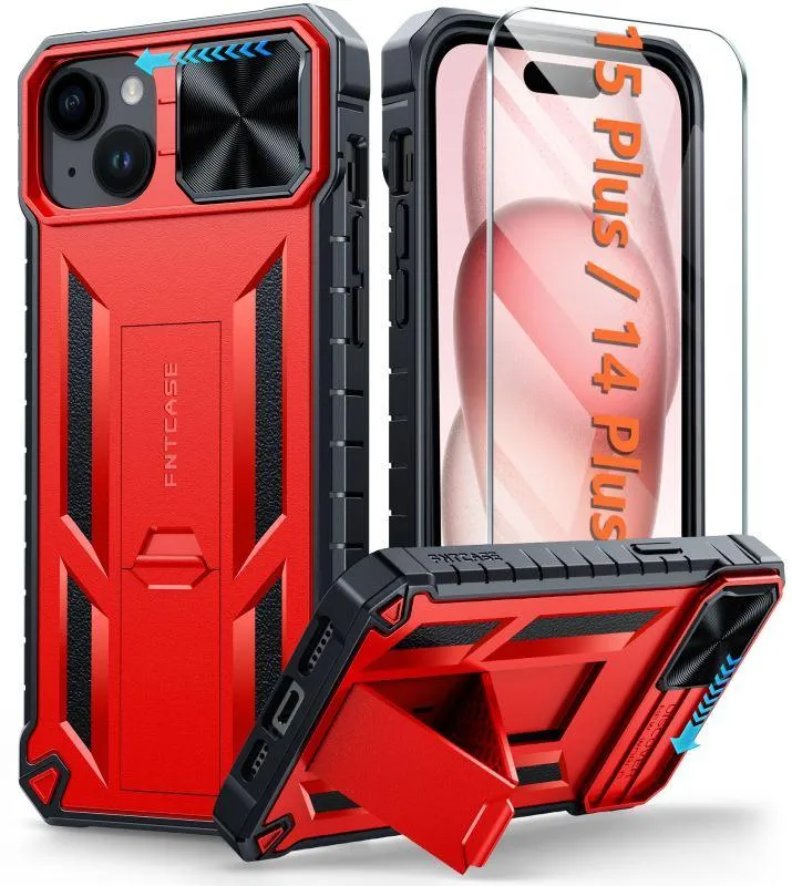 iPhone 15/14 Plus Case Phone Cover with Slidable Camera Cover and Kickstand Modern Layer