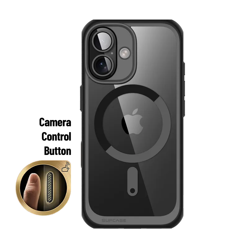 Smooth Pattern Design iPhone 16 6.1 inch Unicorn Beetle MAG Slim Clear MagSafe Camera Control Button Case-Black