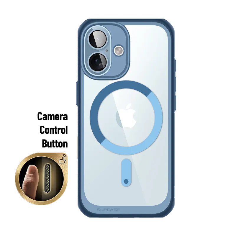 iPhone 16 6.1 inch Unicorn Beetle MAG Slim Clear MagSafe Camera Control Button Case-Blue Anti scratch