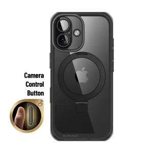 iPhone 16 6.1 inch Unicorn Beetle MAG Stand Slim Clear MagSafe Camera Control Button Case-Black Minimal Shield