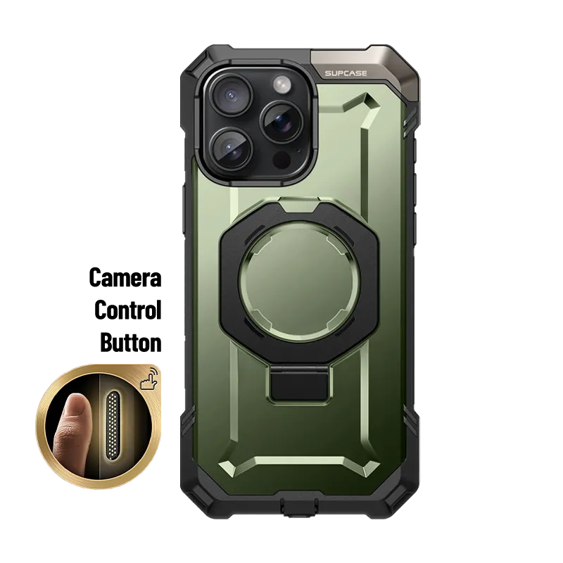 Vivid Coloration Tactile Buttons iPhone 16 Pro 6.3 inch UB Grip MagSafe Camera Control Button Phone Case-Dark Green