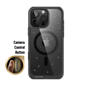 Heat resistant Matte Feel iPhone 16 Pro 6.3 inch Unicorn Beetle MAG Slim Clear MagSafe Camera Control Button Case-Glitter Black