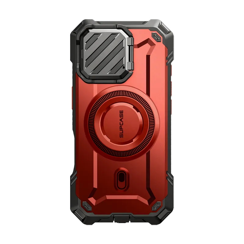 iPhone 16 Pro 6.3 inch Unicorn Beetle MAG XT MagSafe Case-Metallic Red Glossy Finish Look Tactile Buttons