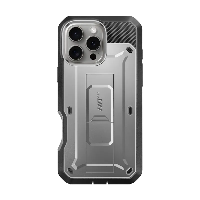 iPhone 16 Pro 6.3 inch Unicorn Beetle Pro Rugged Case-Titan Gray Clear Surface