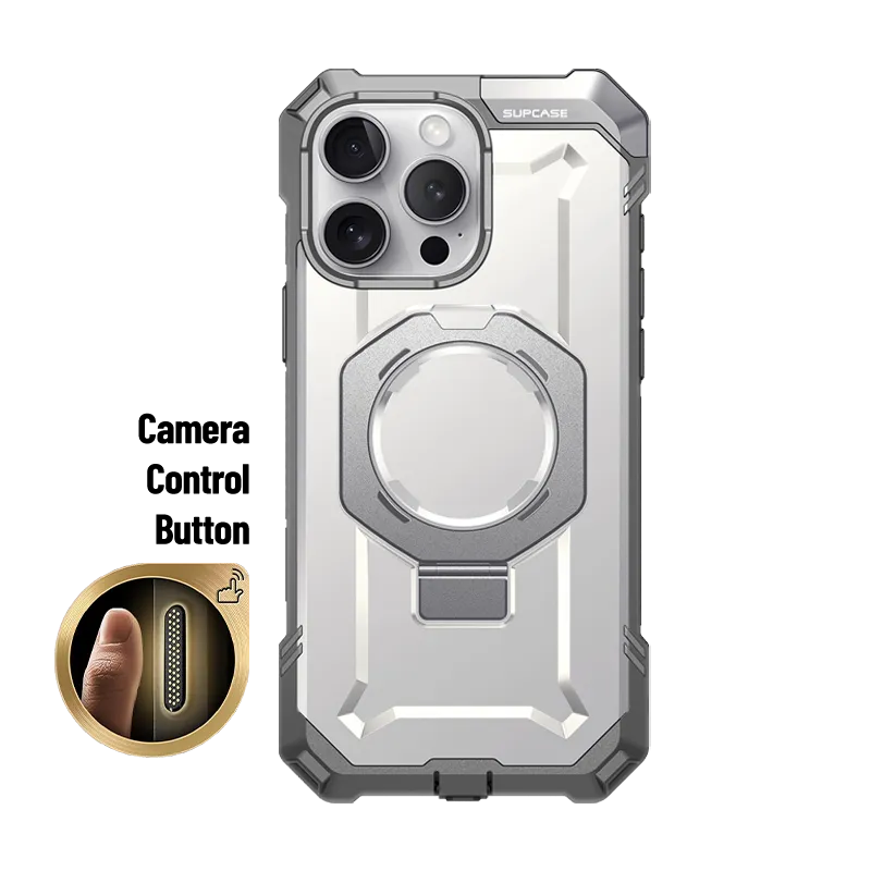 Stylish Detail Layer iPhone 16 Pro Max 6.9 inch UB Grip MagSafe Camera Control Button Phone Case-White