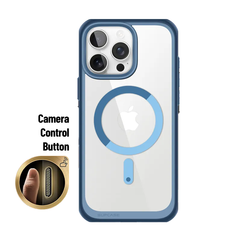 Tight Fit Polished Texture Finish iPhone 16 Pro Max 6.9 inch Unicorn Beetle MAG Slim Clear MagSafe Camera Control Button Case-Blue