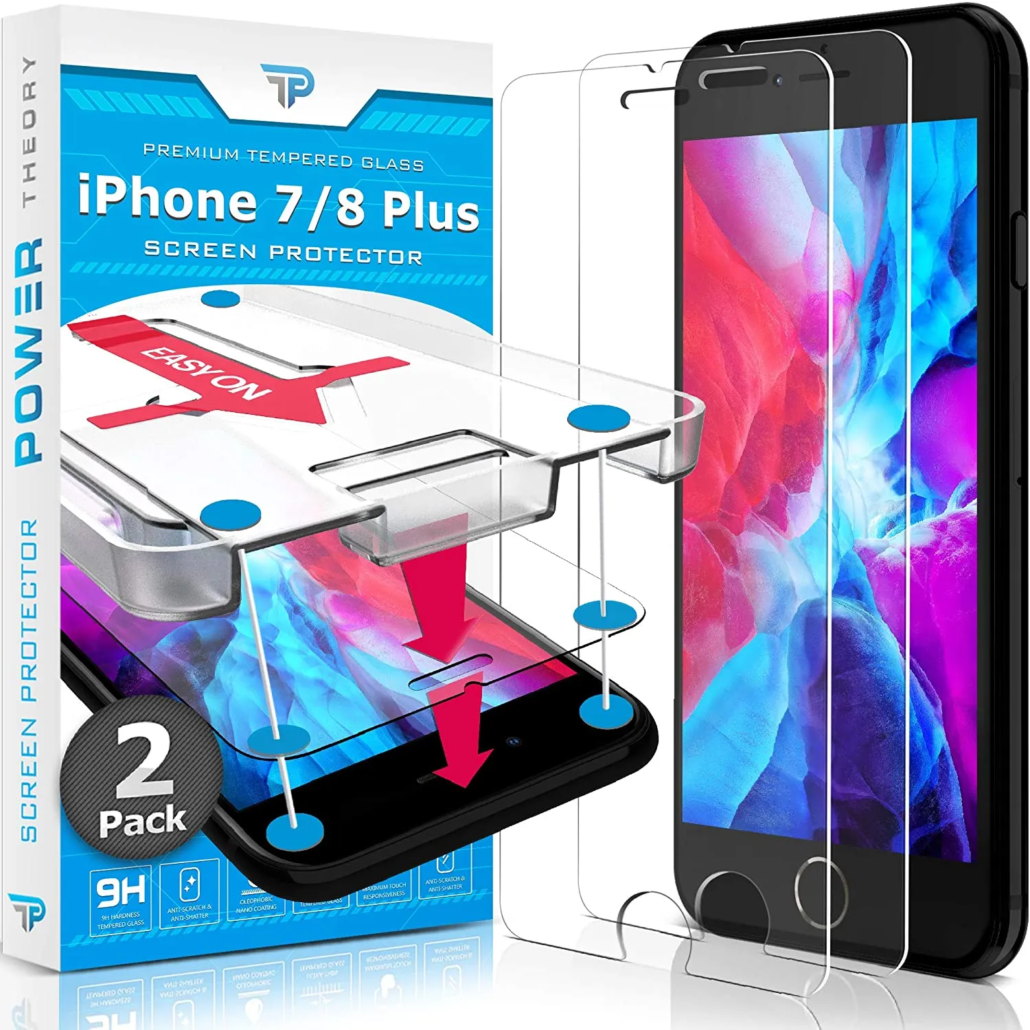 Screen Layer Screen Fit Film iPhone 8 Plus / iPhone 7 Plus Tempered Glass Screen Protector [2-Pack]