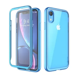 Color Accent Polished Style iPhone XR Unicorn Beetle Electro Clear Case-Blue