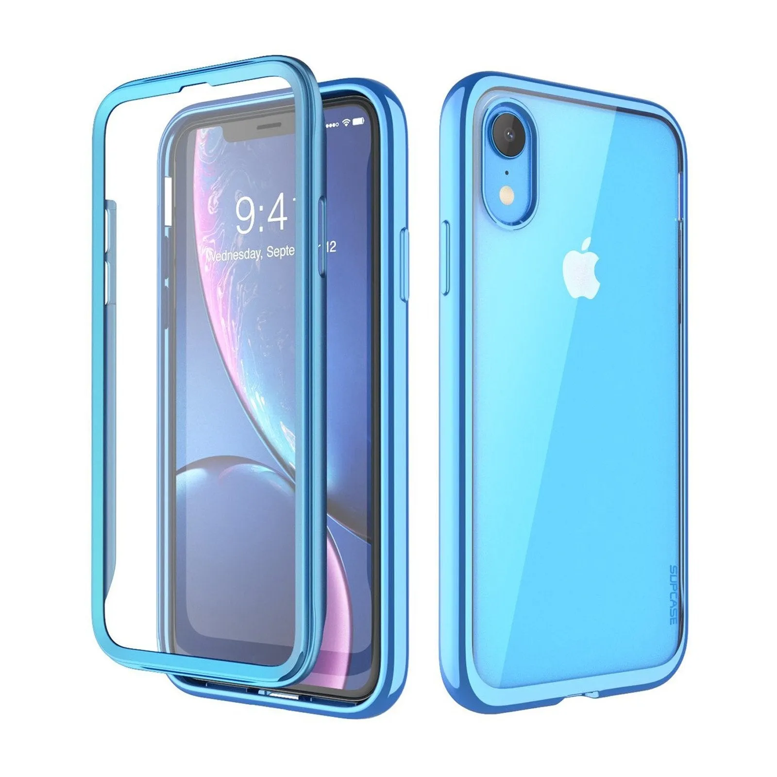 Color Accent Polished Style iPhone XR Unicorn Beetle Electro Clear Case-Blue
