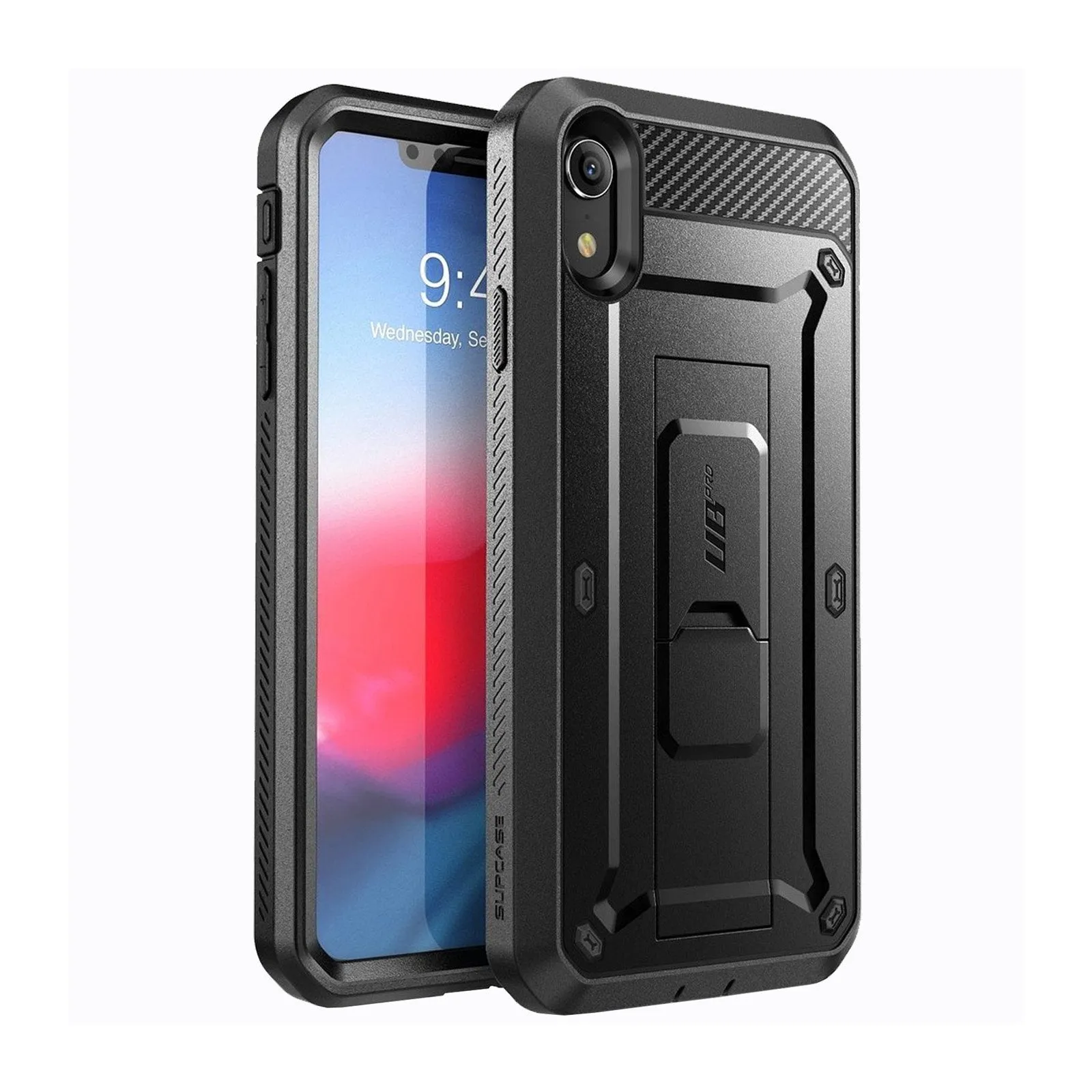 Durable Shell Sleek Guard iPhone XR Unicorn Beetle Pro Full-Body Holster Case-Black
