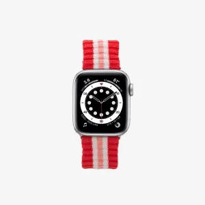 Fashion Forward Knit Apple Watch? Band - Varsity Red   Pink Stripe