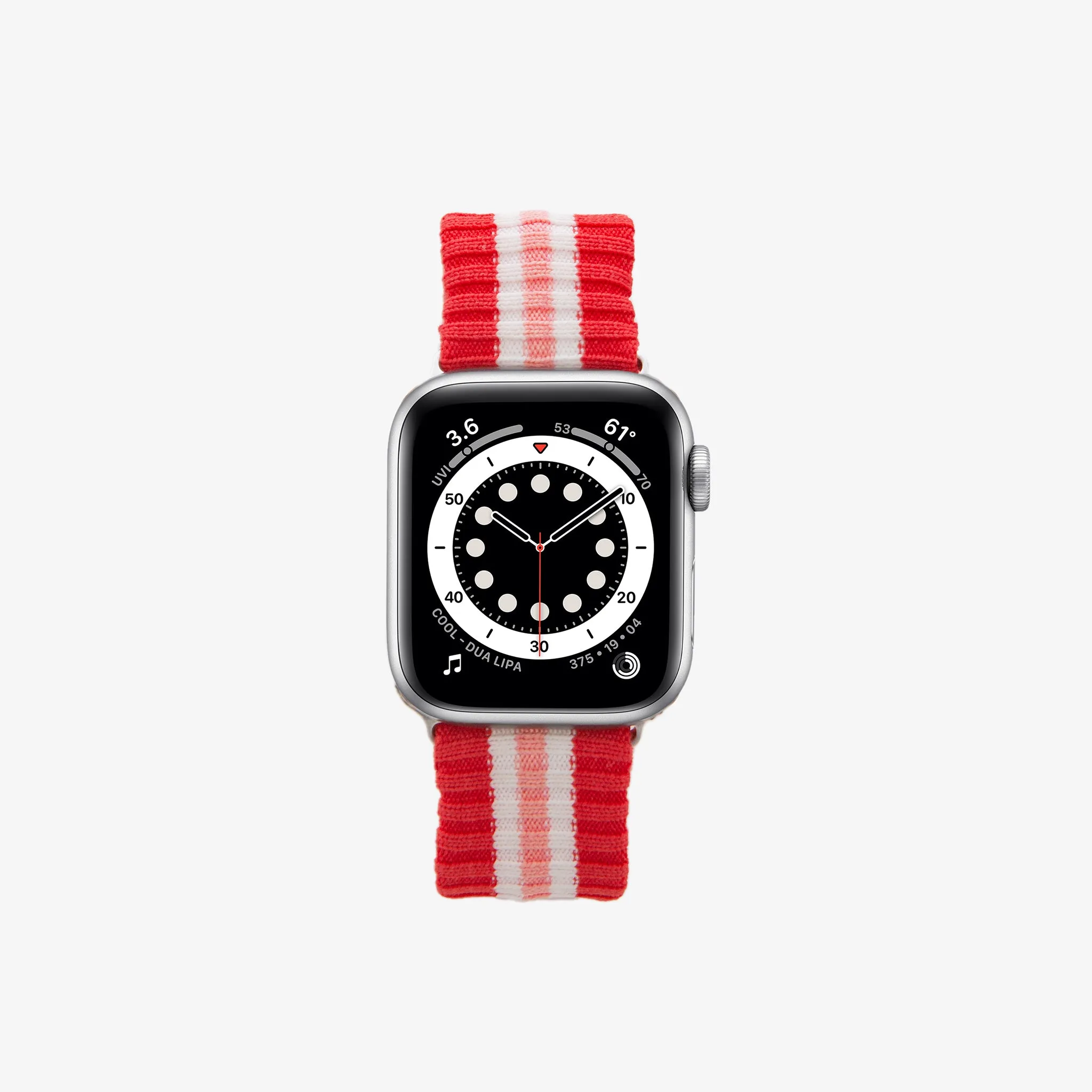 Knit Apple Watch? Band - Varsity Red   Pink Stripe Universal Design Outdoor Performance Gear