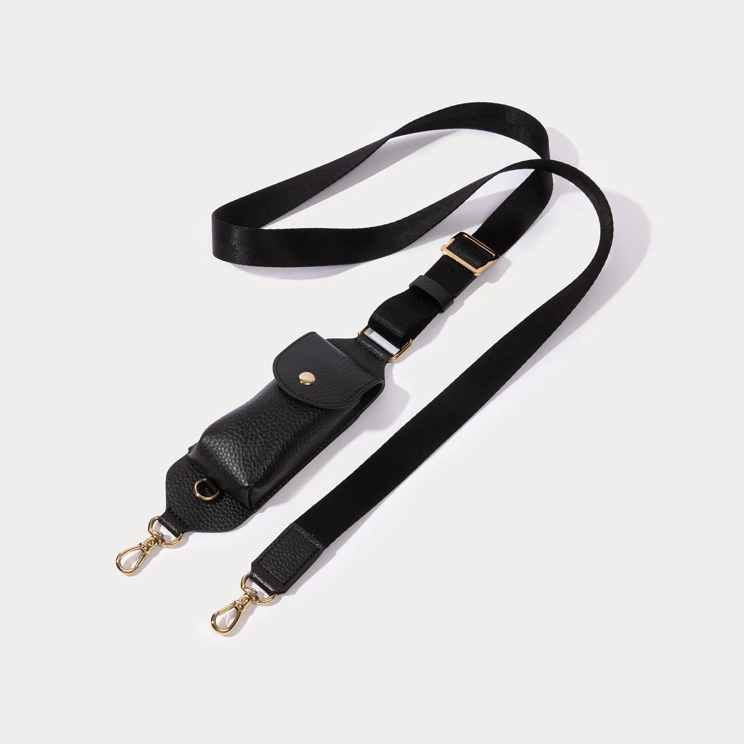 Phone Hiking Lana Key Crossbody Strap - Black/Gold