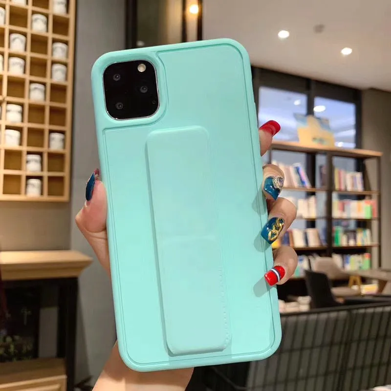 Rugged Texture Design Leather Wrist Strap Case With Stand For iPhone