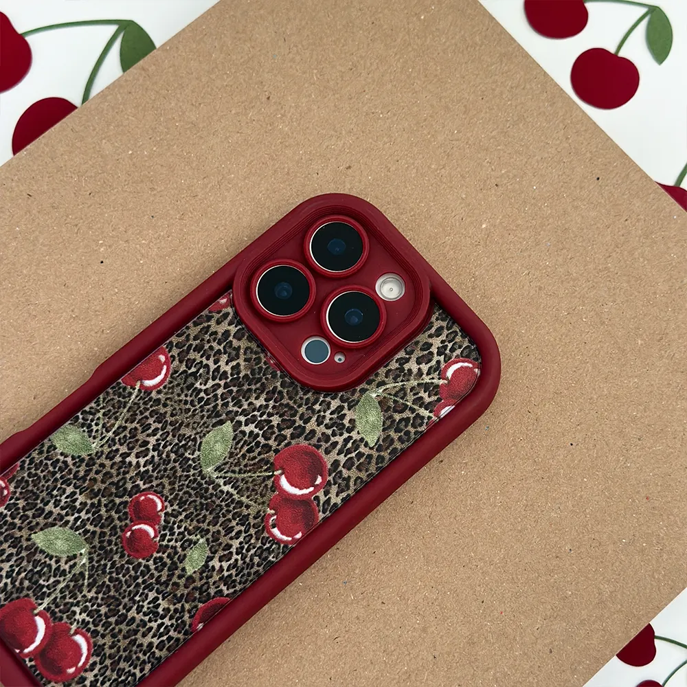 Leopard Cherries Phone Case Elegant Texture Urban Style