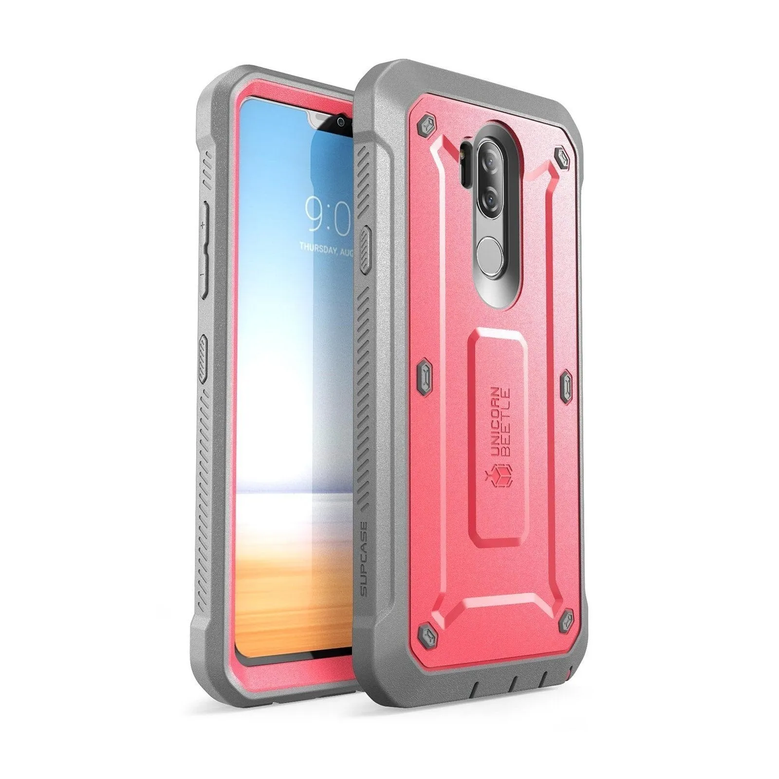 Soft Pattern Layer LG G7 ThinQ Unicorn Beetle Pro Rugged Holster Case-Pink