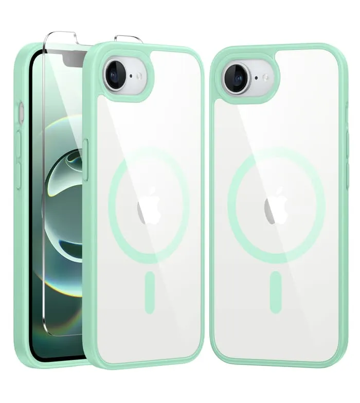 FNTCASE for iPhone SE 4/ SE 2025/ 16E Phone Case: Magnetic Translucent Shockproof Slim Phone Cover - Military Grade Drop Proof Hard Back Anti-Fingerprint Protective Case Minimal Grip