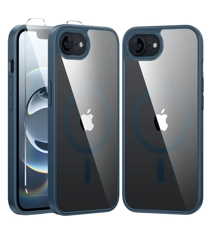 Carbon Fiber Rugged Detail Layer FNTCASE for iPhone SE 4/ SE 2025/ 16E Phone Case: Magnetic Translucent Shockproof Slim Phone Cover - Military Grade Drop Proof Hard Back Anti-Fingerprint Protective Case