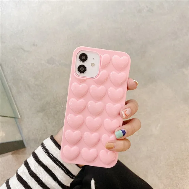 Rugged Texture 3D Love Heart Phone Case for iPhone