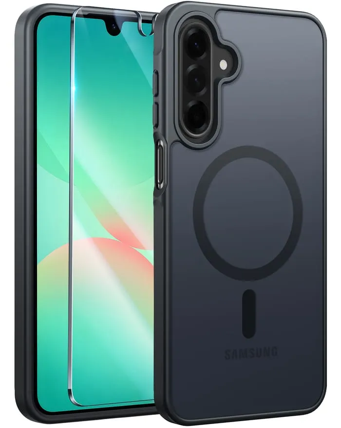 FNTCASE for Samsung Galaxy A26 6.7 Inch Phone Case: Magnetic Translucent Matte Shockproof Slim Phone Cover - Military Grade Drop Proof Hard Back Anti-Fingerprint Protective Case Matte Texture Design Soft Protection Edge