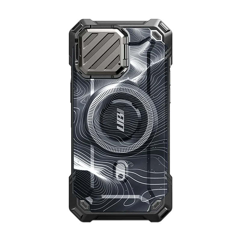 Portable Grip iPhone 15 Pro Max 6.7 inch Unicorn Beetle MAG XT MagSafe Case- Black Ripple