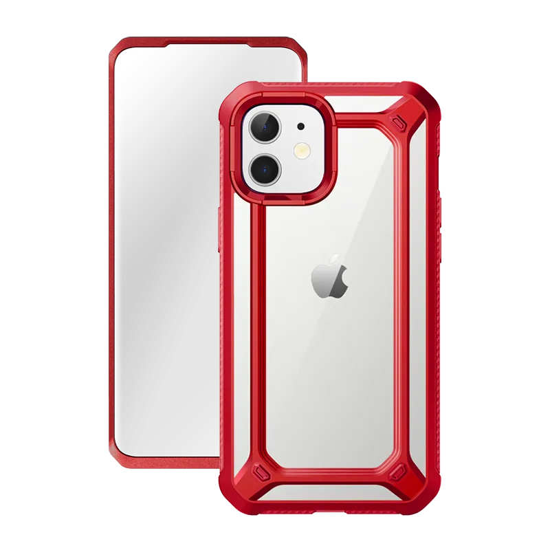 iPhone 12 Pro 6.1 inch Unicorn Beetle Exo with Screen Protector Clear Case-Red Comfort Pattern Texture Luxury Pattern