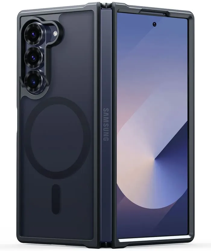 Stylish Look Samsung Z Fold 6 7.6 inch Phone Case: Magnetic Charging Shockproof Magsafe Support - Frosted Oil Spray Touch