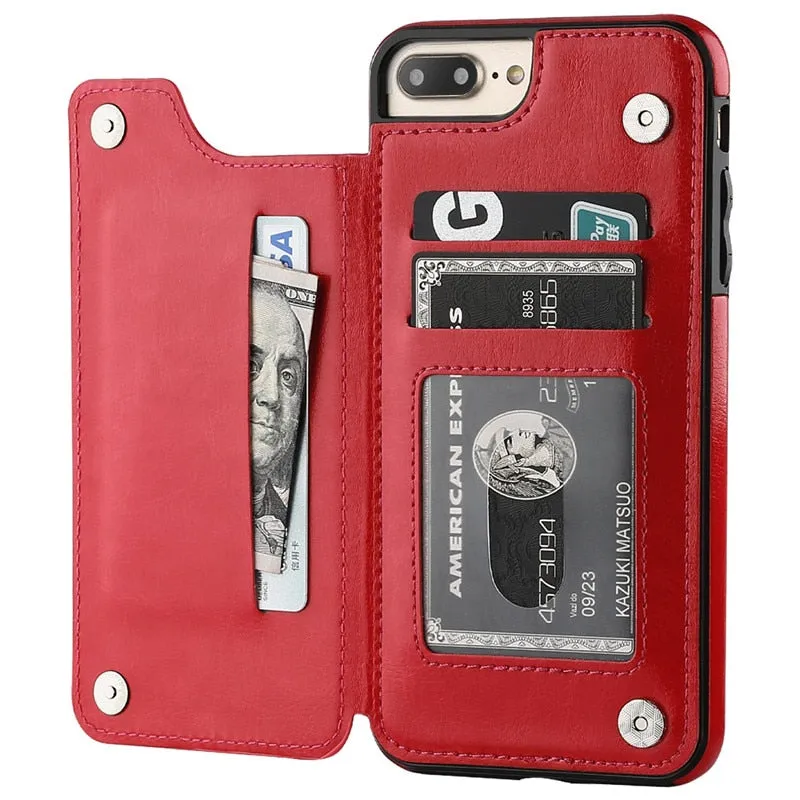 Luxury Slim Fit Premium Leather Flip Case For iPhone Shock Absorption Layer