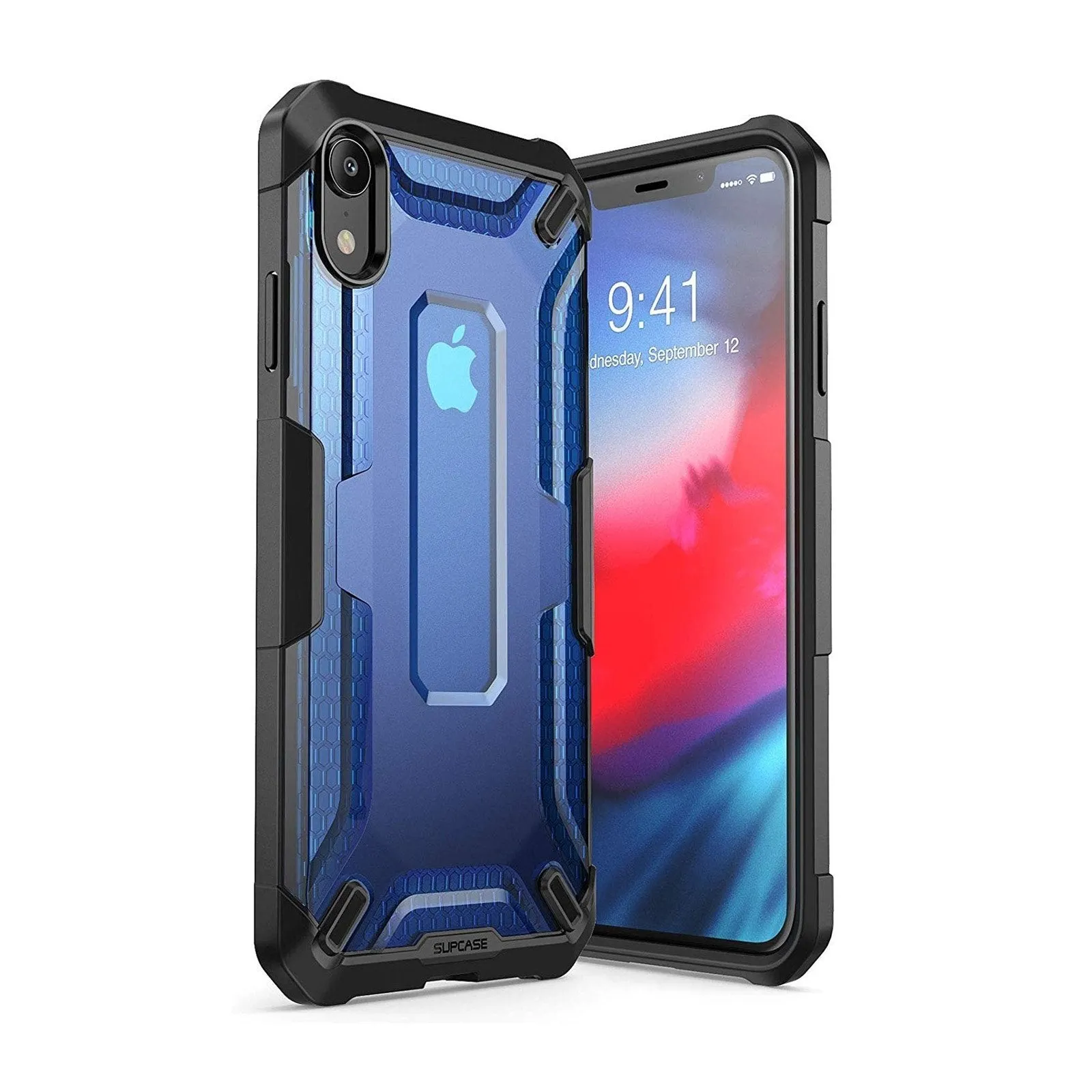Smooth Craft Minimal Edge Design iPhone XR Unicorn Beetle Hybrid Bumper Case-Blue