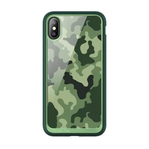 iPhone X / XS Unicorn Beetle Style Slim Clear Case-Green Camouflage Luxury Accent