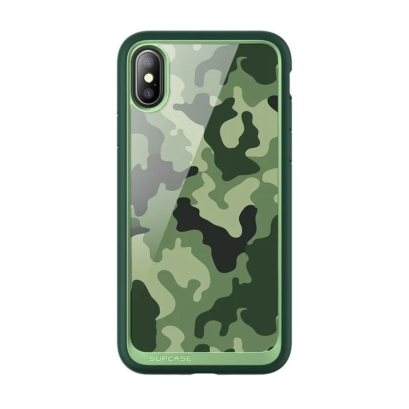 iPhone X / XS Unicorn Beetle Style Slim Clear Case-Green Camouflage Luxury Accent
