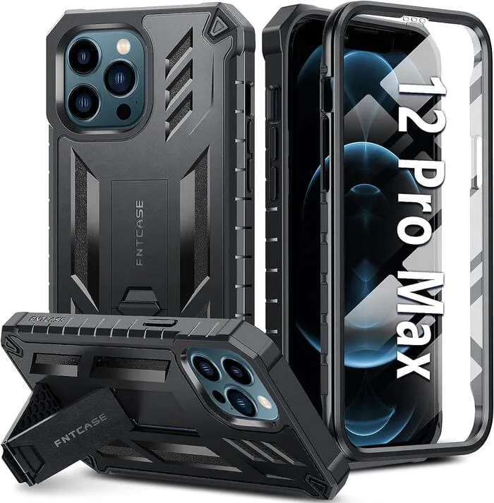 iPhone 12 Pro Max Case Military Grade Protection Mobile Cover with Kickstand Elegant Finish Matte Look Finish