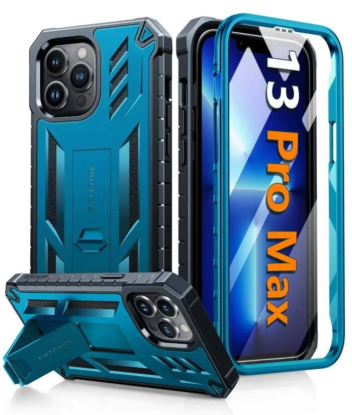 Subtle Touch iPhone 13 Pro Max 6.7 inch Military Bumper Rugged Phone Case with Built-in Kickstand