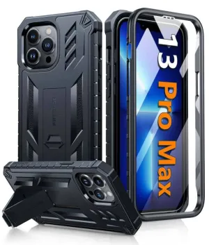 iPhone 13 Pro Max 6.7 inch Military Bumper Rugged Phone Case with Built-in Kickstand Comfort Fit Flexible Pattern Layer