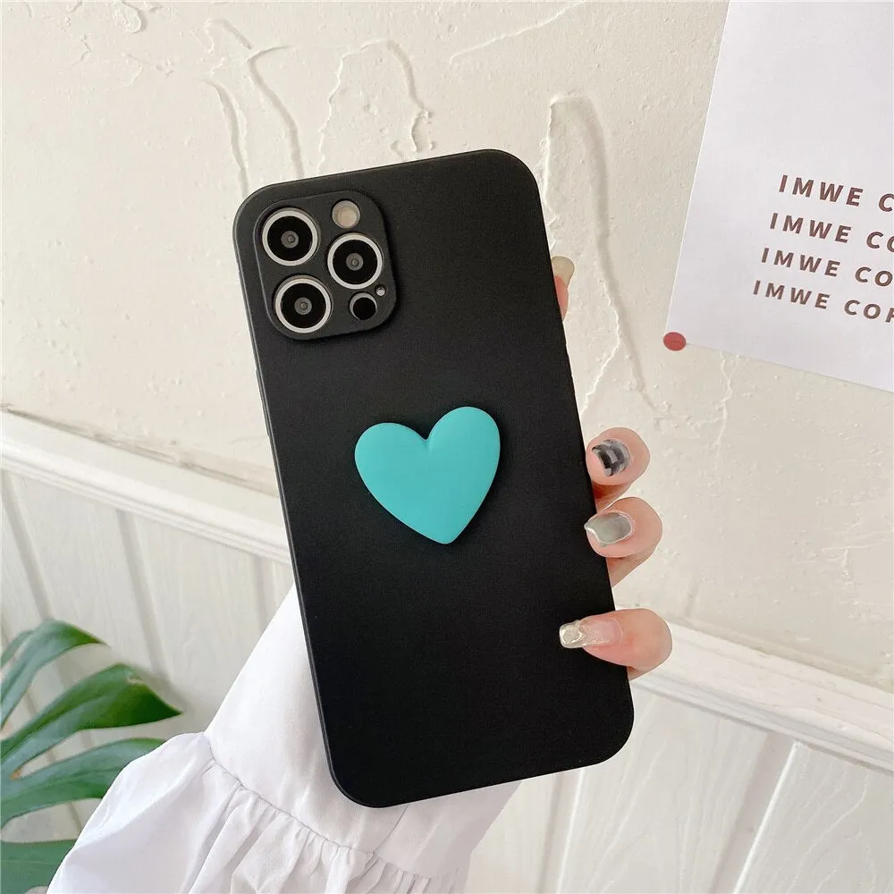 Portable Shield Matte Silicone Big Love Heart Phone Case for iPhone