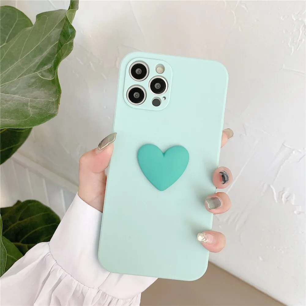 Smooth Pattern Finish Matte Silicone Big Love Heart Phone Case for iPhone